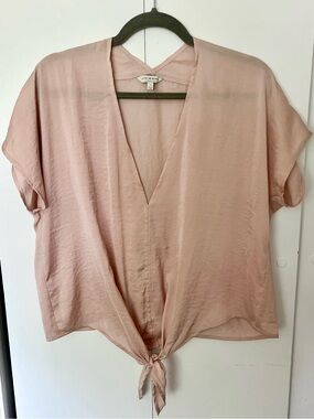 Lucky Brand Tie-Front Top in Blush Size S